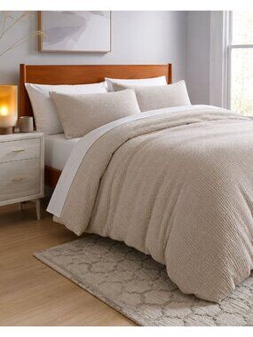 S26a | Quince Organic Luxe Honeycomb Duvet Cover Set King Cal King Sand NWOT